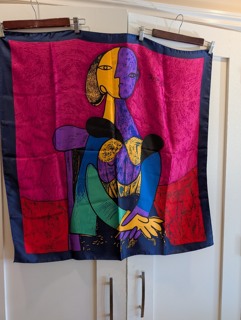 Vintage Silk Scarf Depicting Picasso's Seated Woman